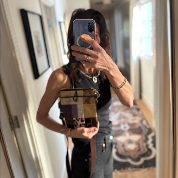 Vintage Y2K Coach Patchwork Crossbody Bag Brown/Purple - Picture 6 of 10